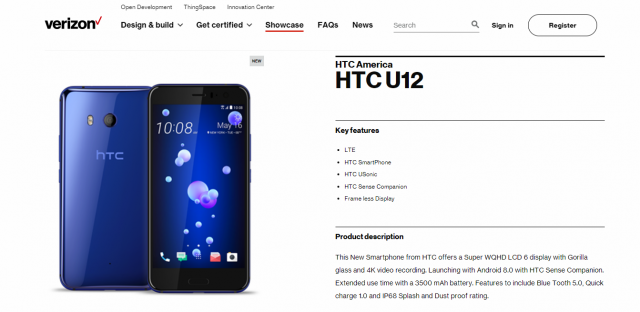 specifikace HTC U12