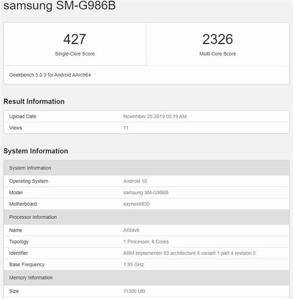 Samsung Galaxy S11 spatřen v Geekbench