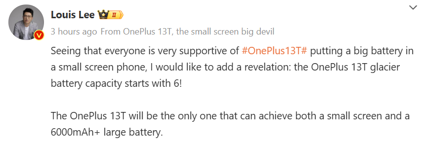 OnePlus 13T 6000 mAh