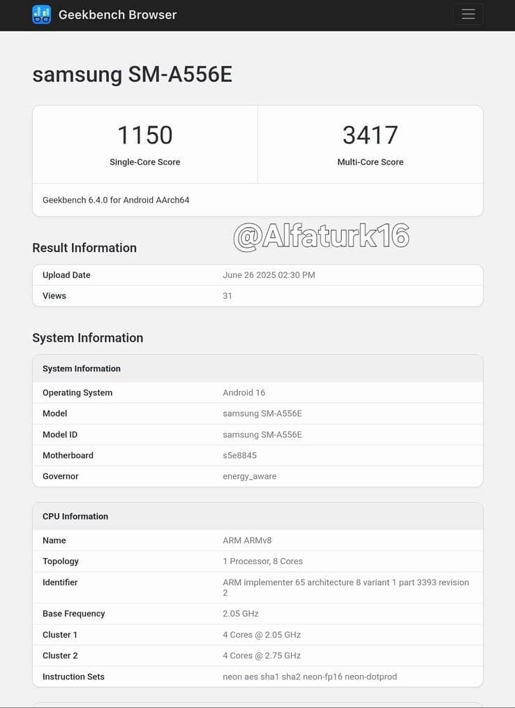 Galaxy A55 Android 16