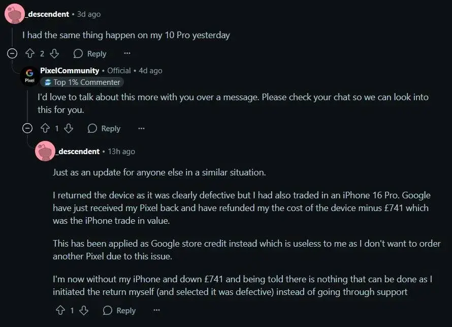 Pixel 10 Pro problémy s displejem